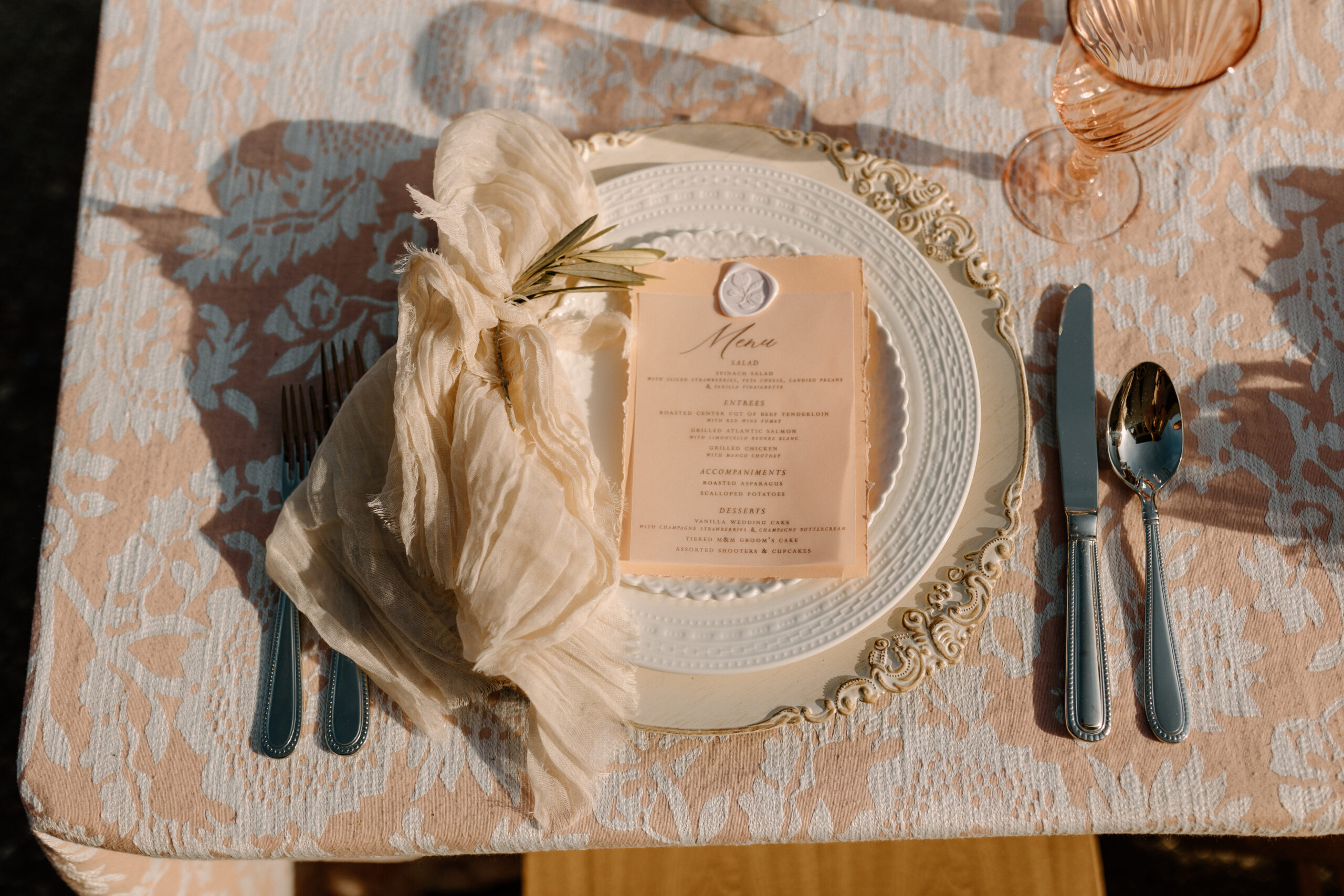 wedding winery menu