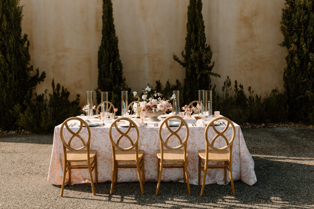 winery wedding table setting