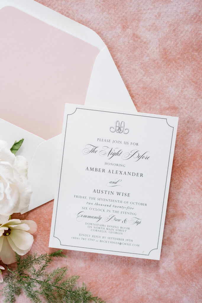 Terracotta and blush fall wedding save the date in Georgia