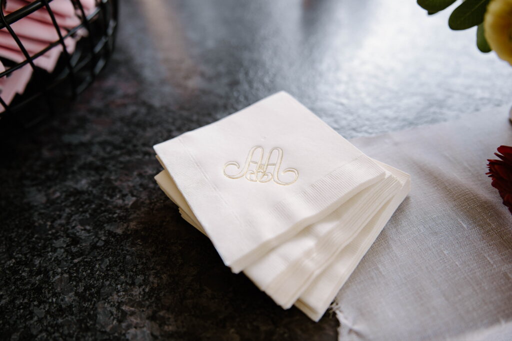 Personalized wedding cups and napkins for North Georgia wedding