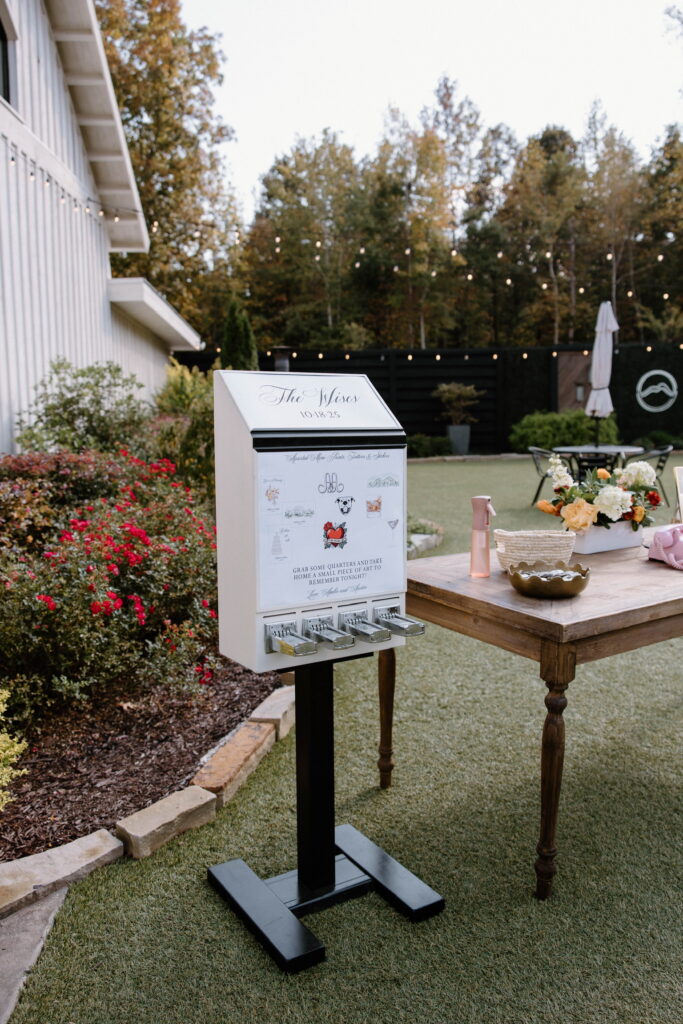 Custom wedding vending machine at Meadows at Mossy Oak