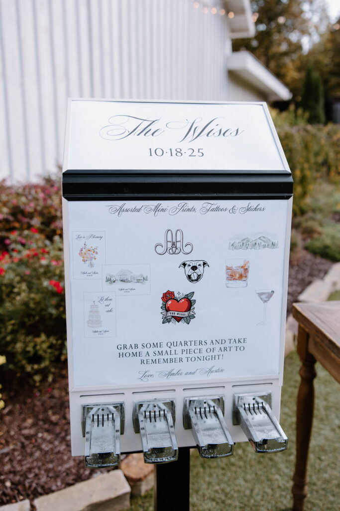 Custom wedding vending machine at Meadows at Mossy Oak