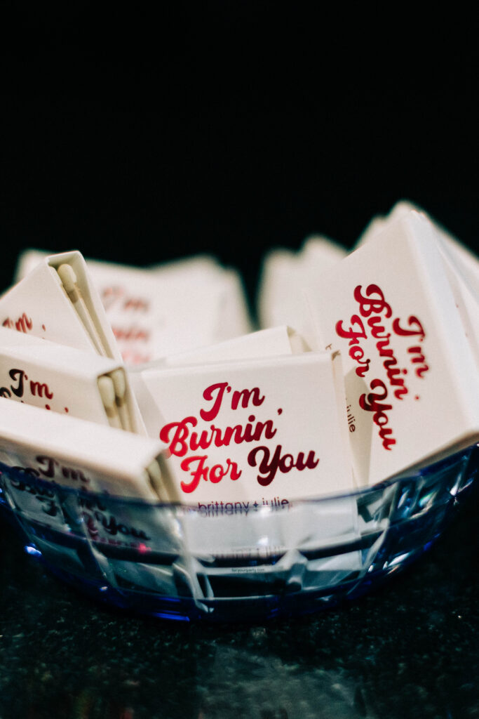 Fun foil matchbook for wedding