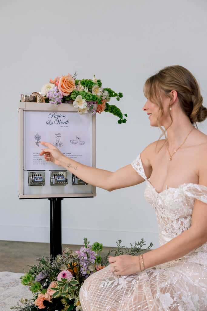 vintage vending machine at north georgia wedding reception
